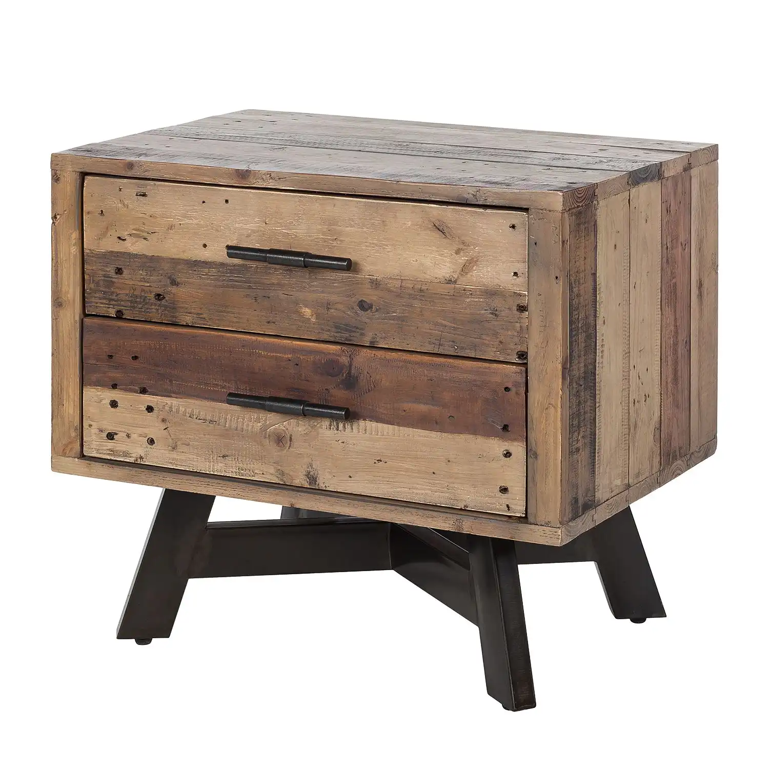 Reclaimed Wood Bedside / Side Table with 2 drawers - popular handicrafts
